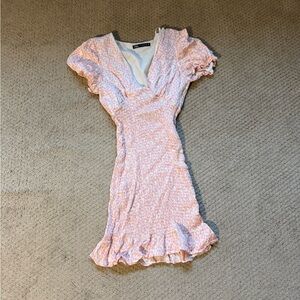 Zara Pink and White Ruffle Mini Dress